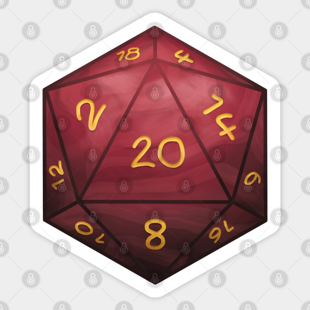 D20 Dice Red Sticker by Takeda_Art